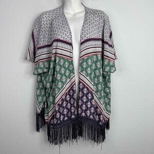 Victoria's Secret Kimono XS Geometric Fringe Boho Western Fairy Hippie Whimsical